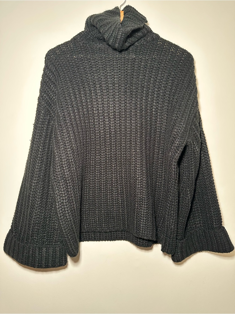 525 America Black Chunky Waffle Turtleneck Sweater